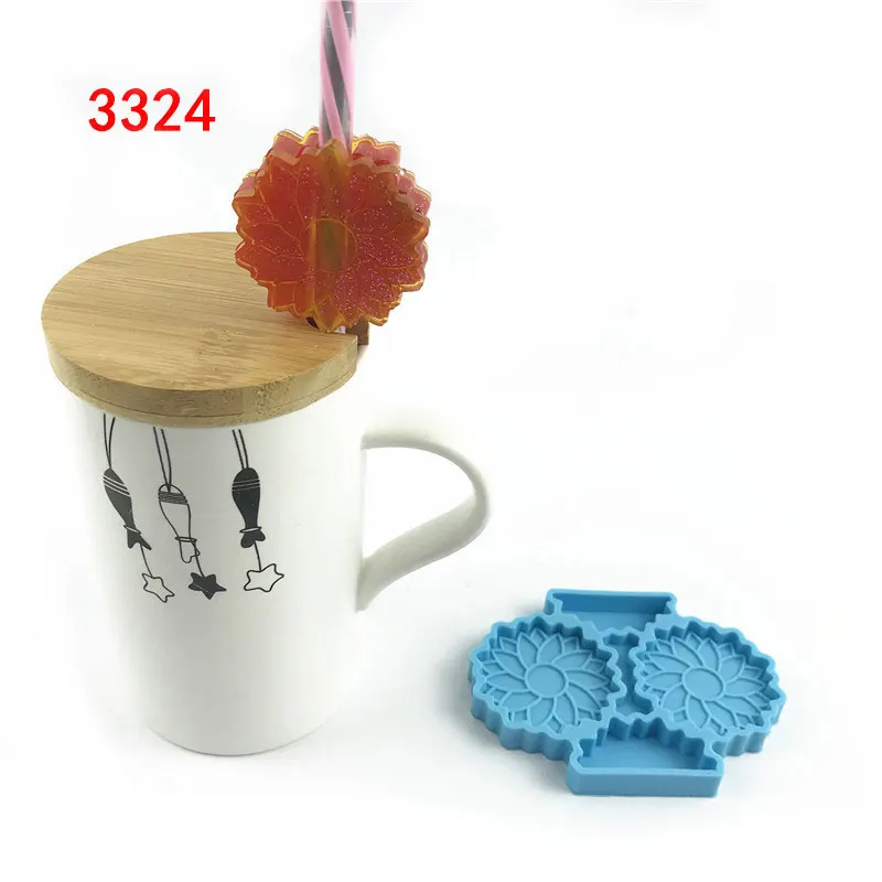 Sunflower silicone straw topper mold