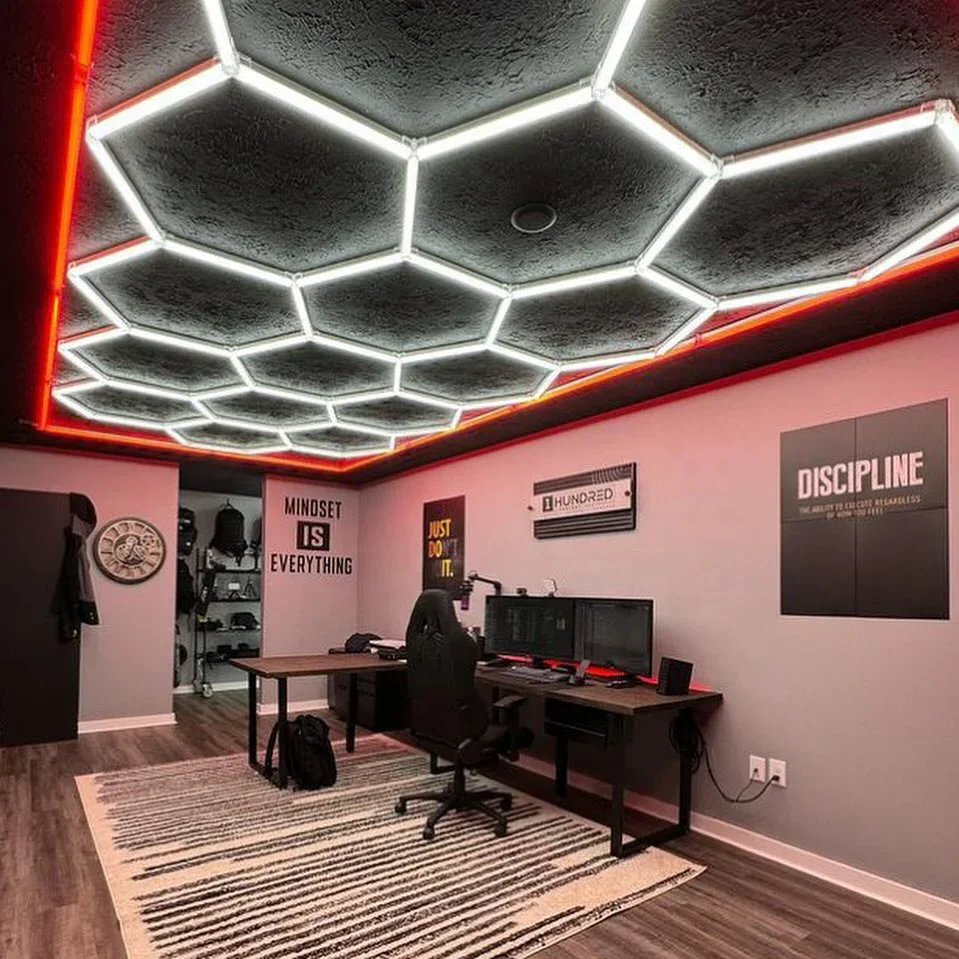 Good Quality Wall Decor 3d Hexagon Led Light Industrial Workshop Detailing Light  Ceiling Garage Light