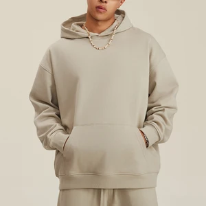 Suppliers Oem 450 Gsm Heavyweight Cotton Blend Hoodies Custom Solid Color Men Oversized Fit Pullover Blank Hoodie