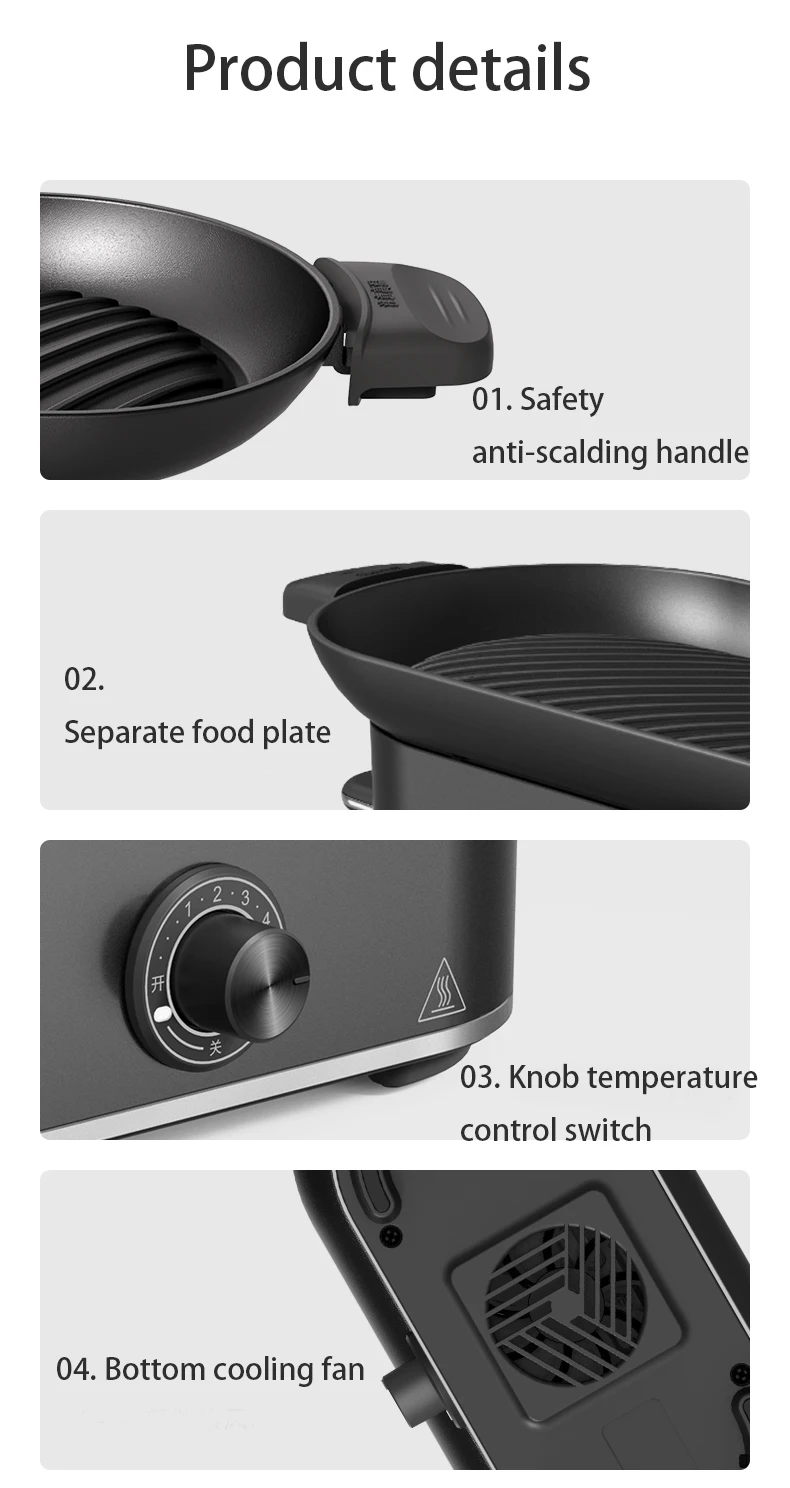 Portable Smokeless Electric Griddle Grill Pan Mini Grill Electric