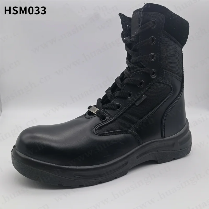 LXG,sup Anti-shock Water Ripple PU/PU Injection Outdoor Hiking Boots Black No-marking Impact Proof Combat Boots for Sale HSM033