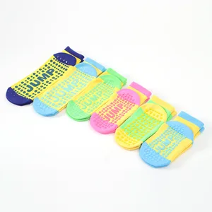Wholesale Colorful Kids Trampoline Socks Anti slip Child to Adult Socks Customized logo and Packing Anti-slip Socks Baby