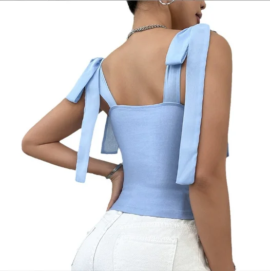 Y093266 blue corset top side view