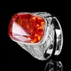 open size Ice Flower cut Chinese red ring