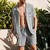 Grey mens cotton linen short sets