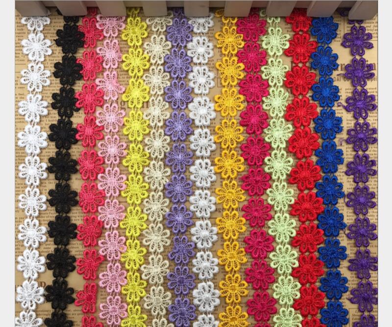 Оптовая продажа, Полиэстеровая кружевная нашивка в виде маргариток, Цветочная кружевная отделка