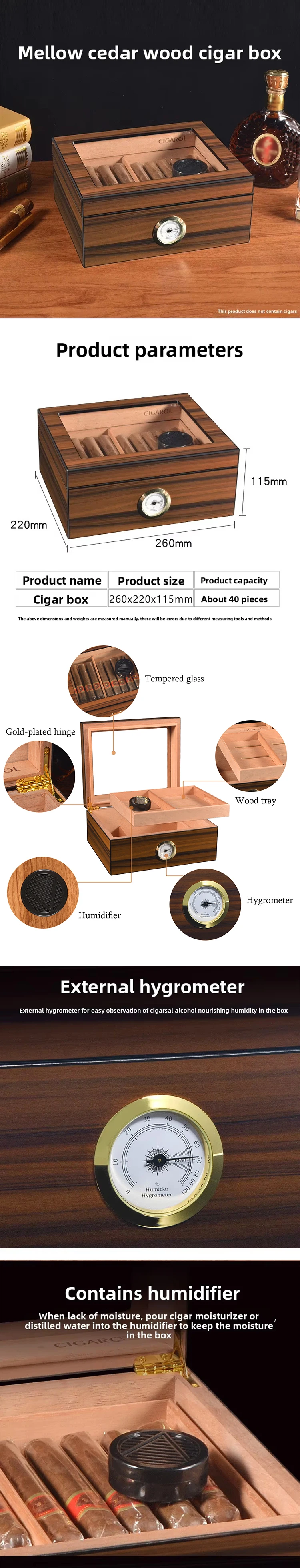 Customized Brand Cigar Box Wholesale Luxury Display Storage Wooden Case Cigar Case Lock Cabinet