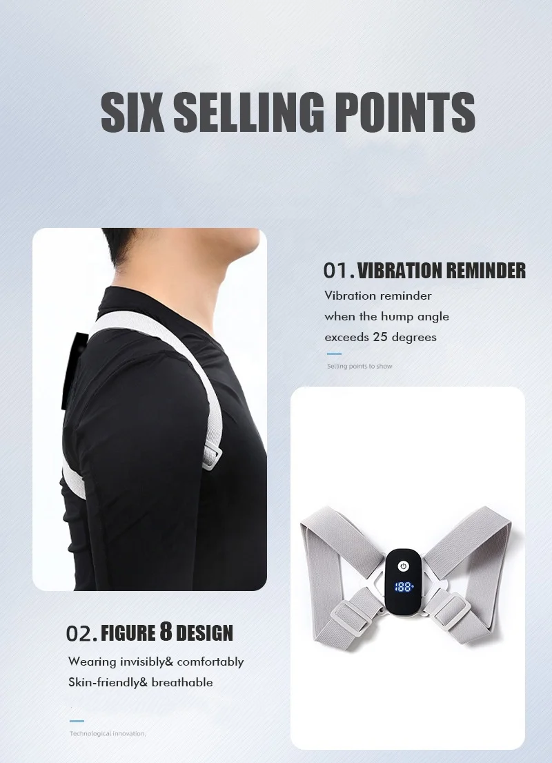 Adjustable Kids Intelligent Sensor LCD Screen Counter Smart Posture Trainer Corrector