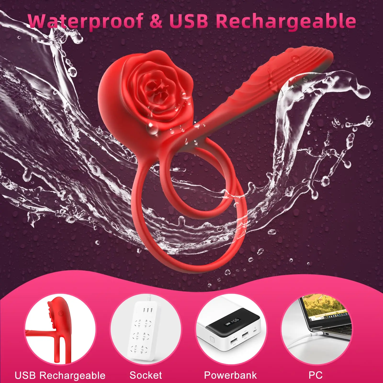 APP Control Dual Silent Motors Clit Stimulator G Spot Couples Vibrator Flexible Penis Sleeve Vibrating Rose Cock Ring for Men