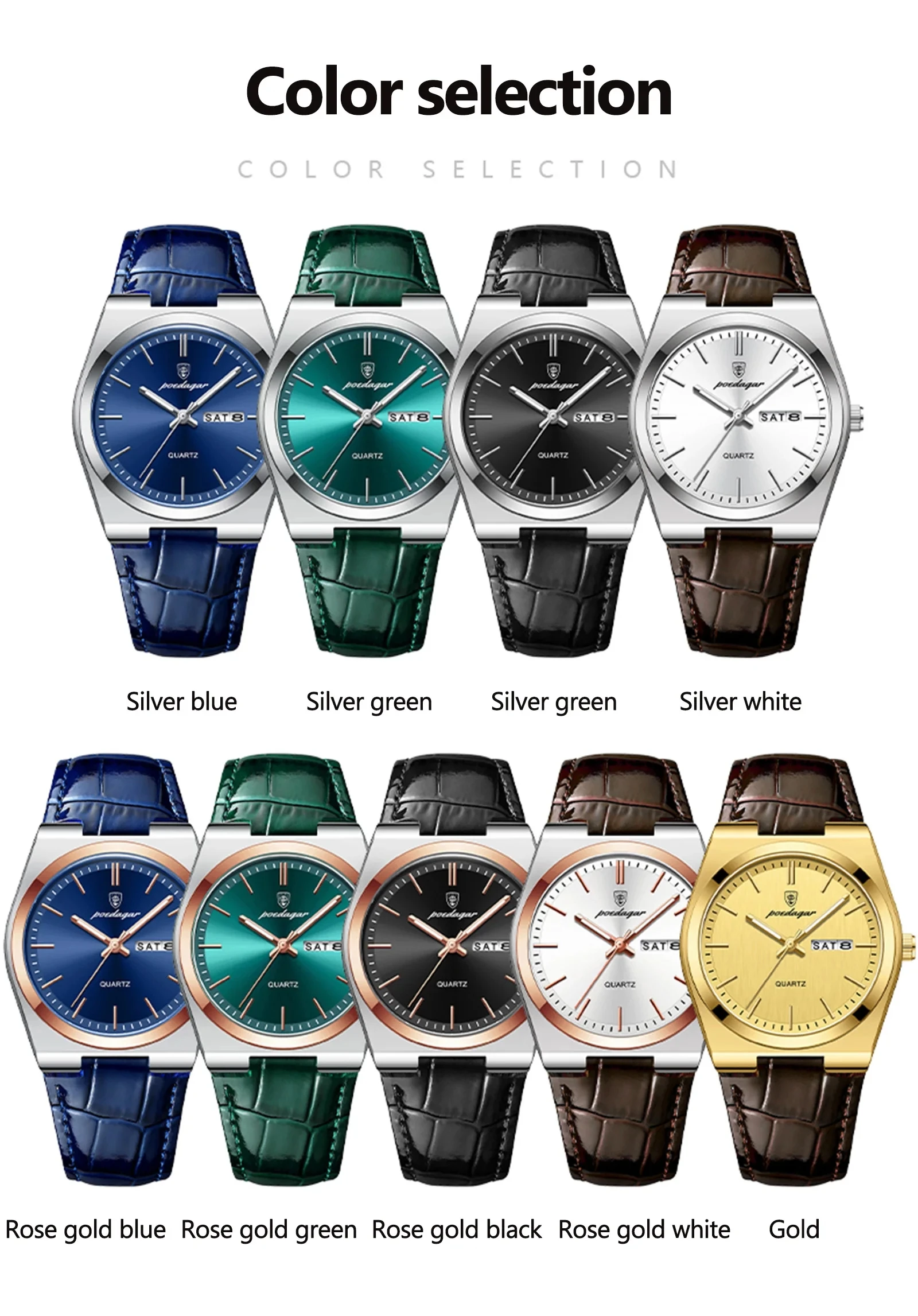 Poedegar Luxury Men's Quartz Wristwatch - Waterproof, Luminous, Date Features ...
