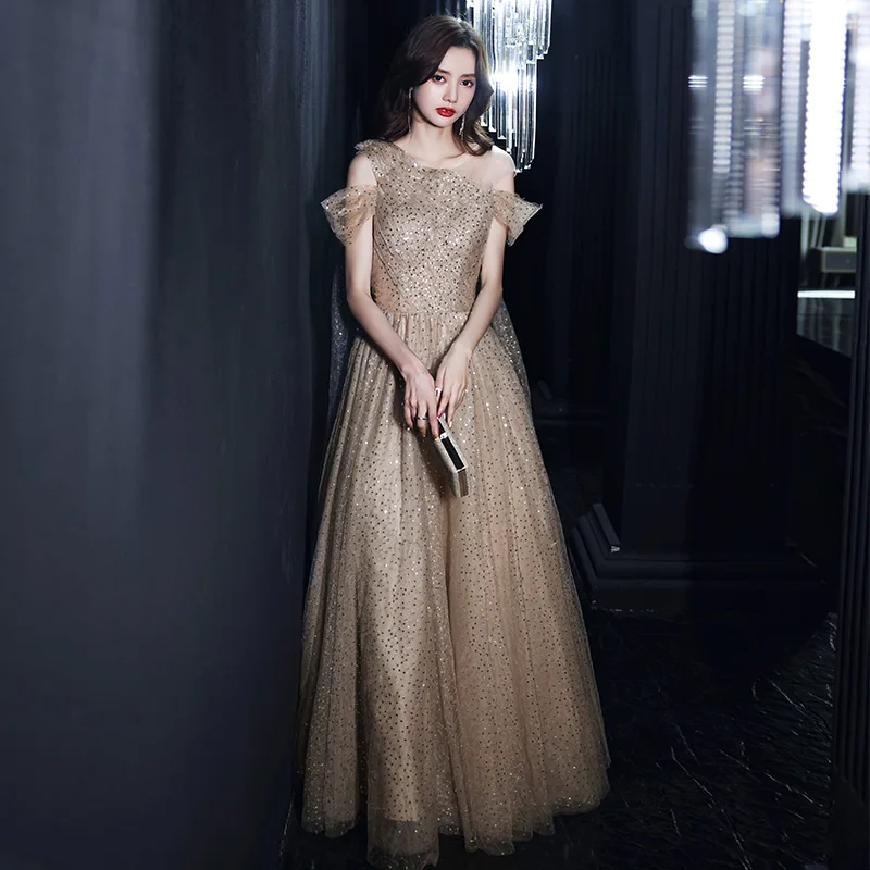 2021 Hot Selling Multi Color Optional Lace Pearl Sequin Evening Dress for Women