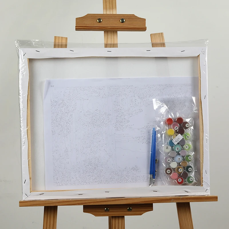 Artworks Diy Painting by Numbers Animal Dog Oil Painting by Numbers with Frames Children Easy Drawing Picture
