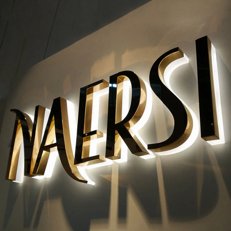 Rebow Customized Backlit Sign Led Channel Letters 3d Letter Sign Stainless Steel Electronic Led Illuminated Sign
