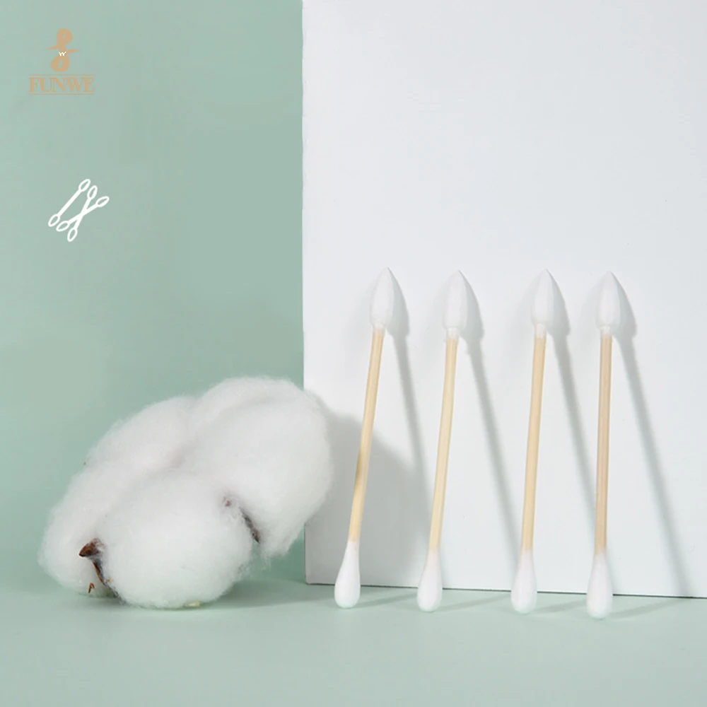 Хит продаж двухсторонний экологически чистый бамбуковый макияж ватные палочки для снятия макияжа тампон