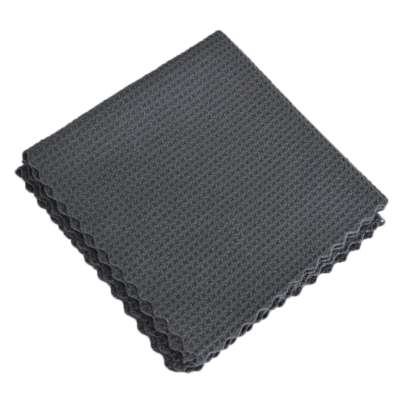 Темно-серые автомобильные полотенца из микрофибры с вафельным плетением