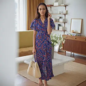 Women's Robe Muslim Hijab Middle East Africa Vintage Corset Printed Short Sleeve Dresses