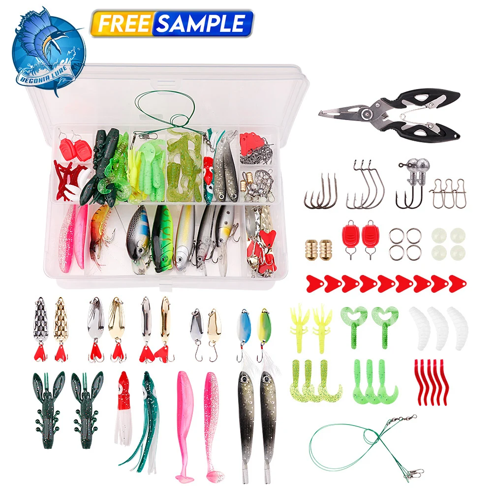 142pcs Fishing Lure Set Kit Soft And Hard Lure Bait Tackle Set