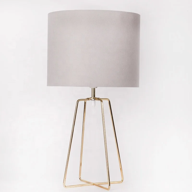 Manufacturer modern fabric shade metal base e27 bulb holder LED desk table lamp for hotel living room bedroom