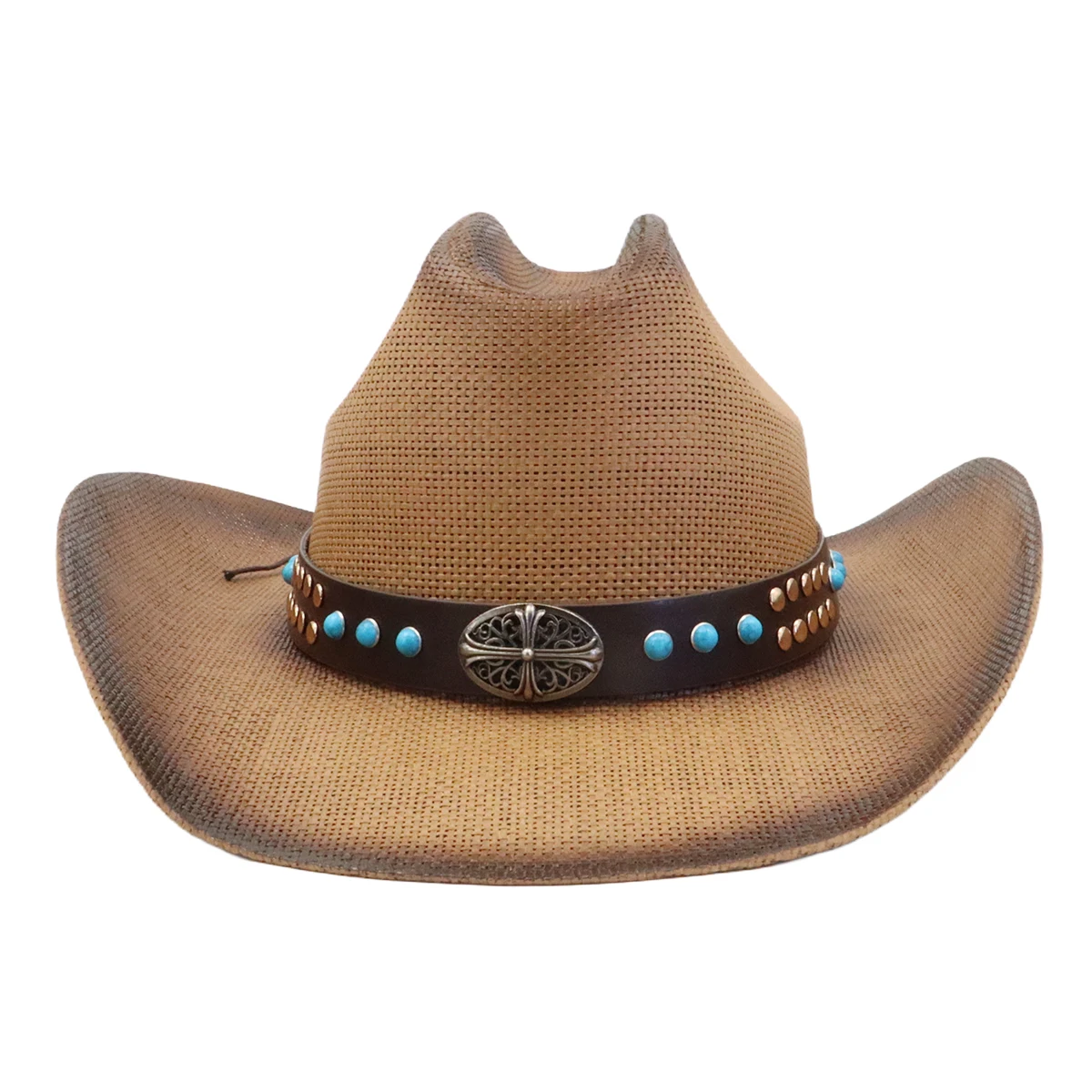 Straw Cowgirl Hat Foldable Western Sun Hat with Interchangeable Bands Straw Cowgirl Hat for Women, Foldable Western Beach Cowboy  main image 3