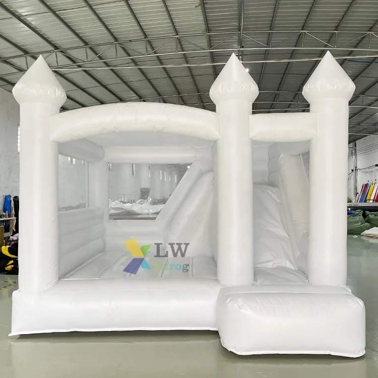 Оптовая продажа, детский белый домик для прыжков moonwalk с шариковой ямой и горкой, Свадебный джампер, надувной замок-батут для вечеринки