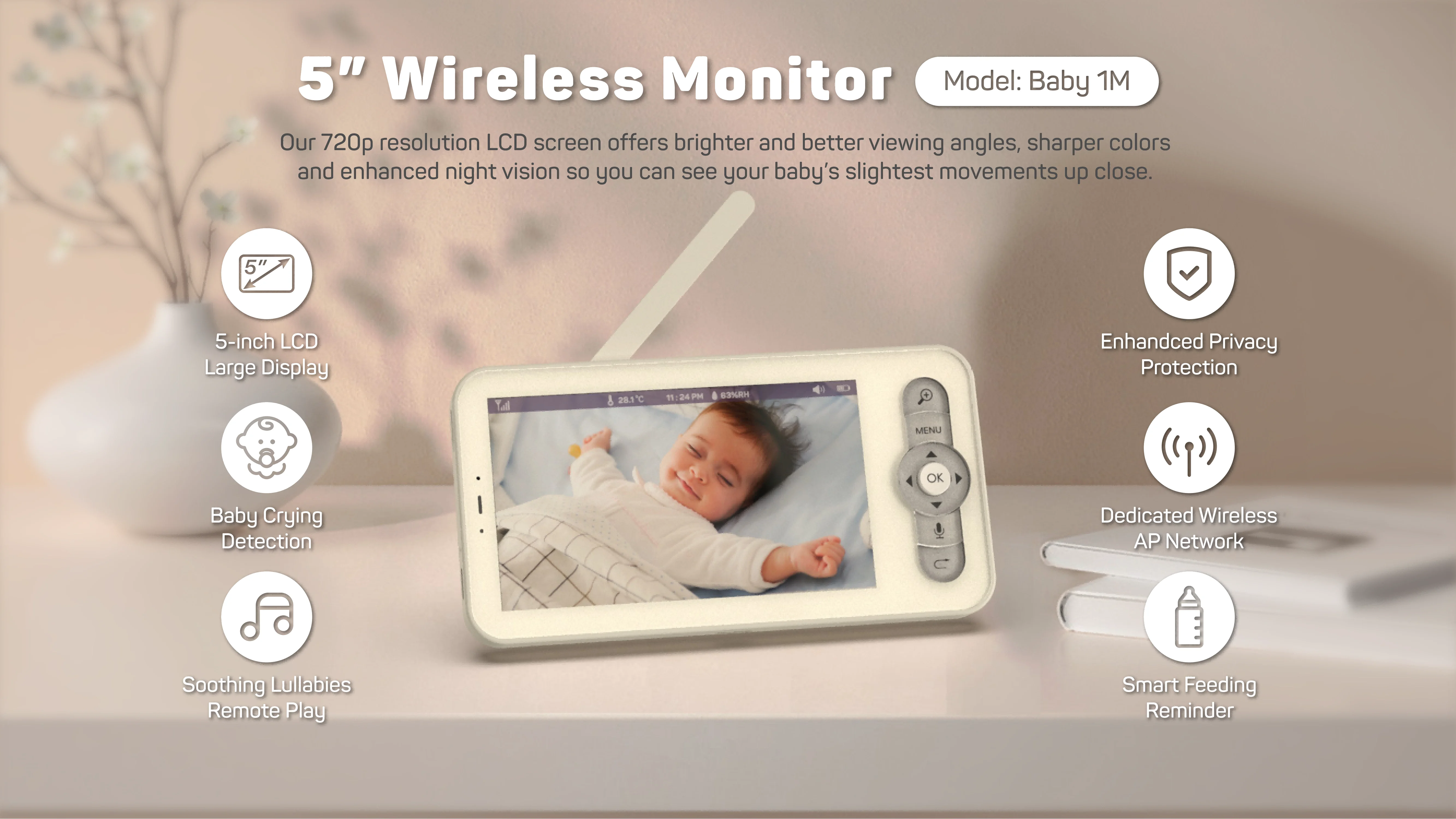 5inch WIFI Baby Monitor Digital Video Baby Monitor With Camera APP Temperature Detection New Babyphone Camera Baby Monitor