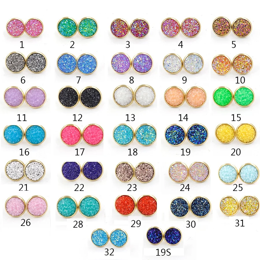 10 x Strawberry AB Druzy 11.5-12mm Cabochon Perfect for Earrings Drusy FP 