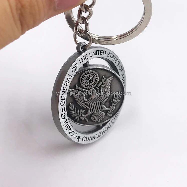 Metal Engraved Rotating Key Chains With Spinning Custom Company logo