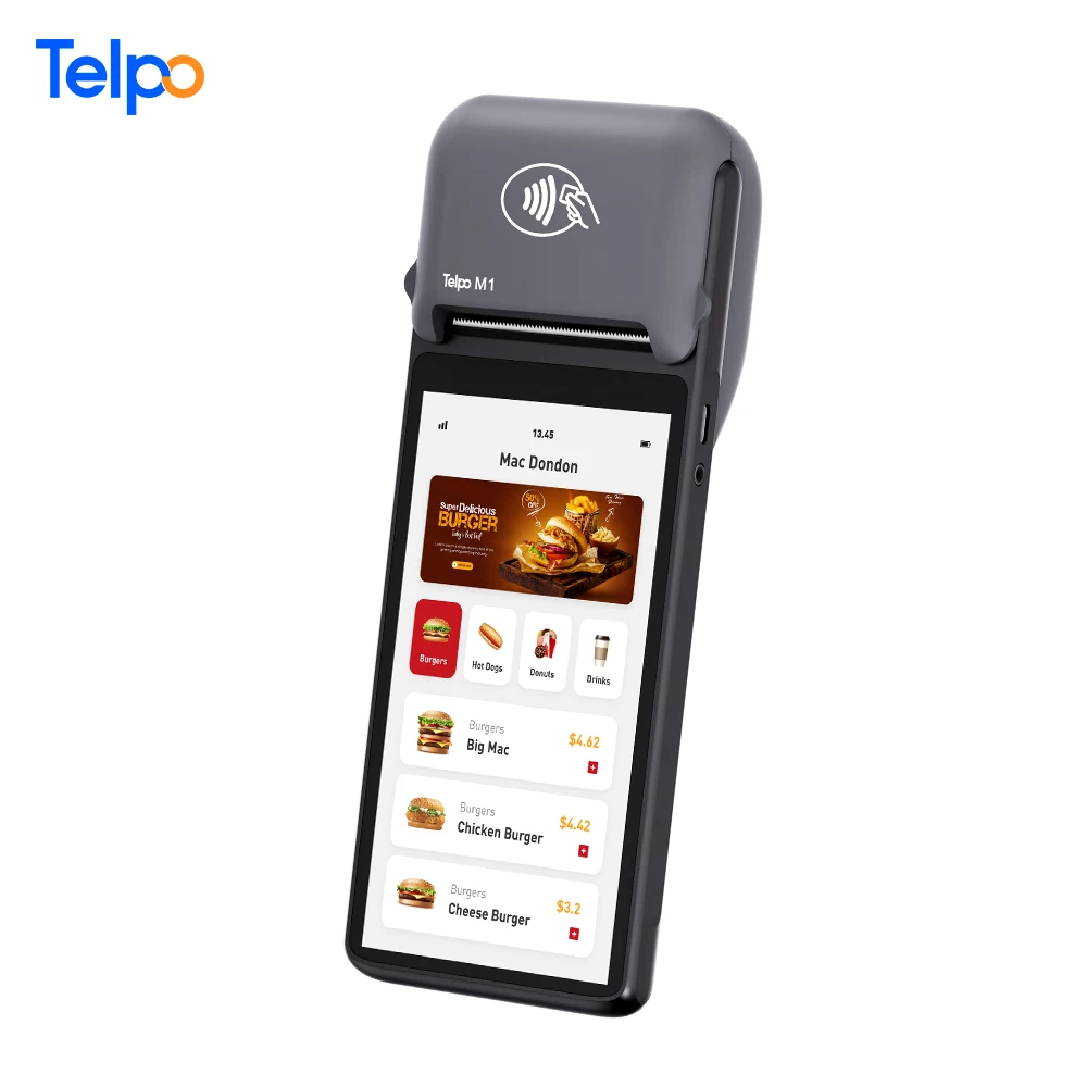Telpo Android 12 Smart Mobile Takeaway Handheld Pos Terminal with Nfc Reader 6 Inches Screen with Ticket