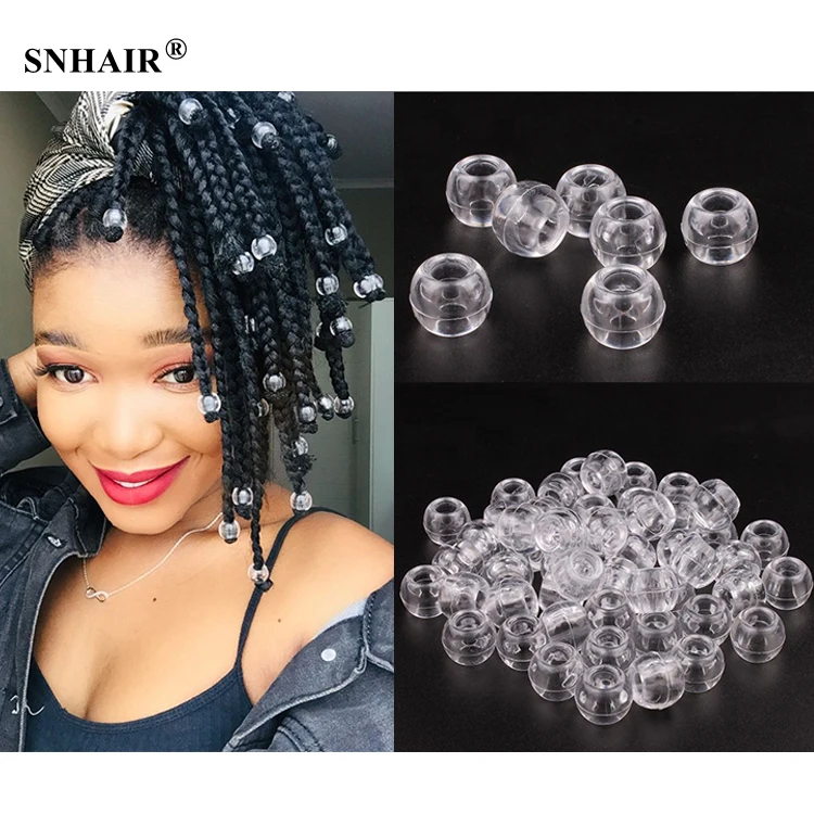 Дешевые прозрачные пластиковые бусины для волос для дредов, 50 шт., аксессуары для волос