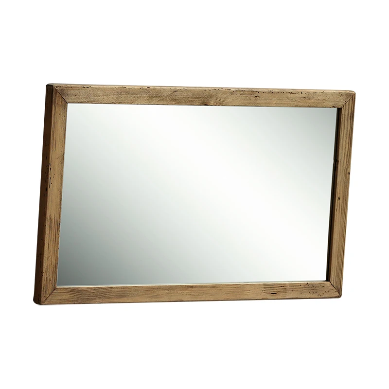 Hot Sale Wooden Frame Square Mirror Recycled Pine Wood Wall Mirror
