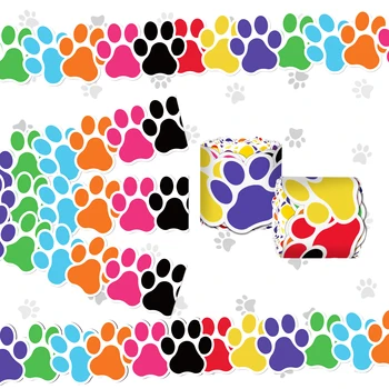 Huancai Paw Print Bulletin Board Border Trim Stickers Roll Self ...