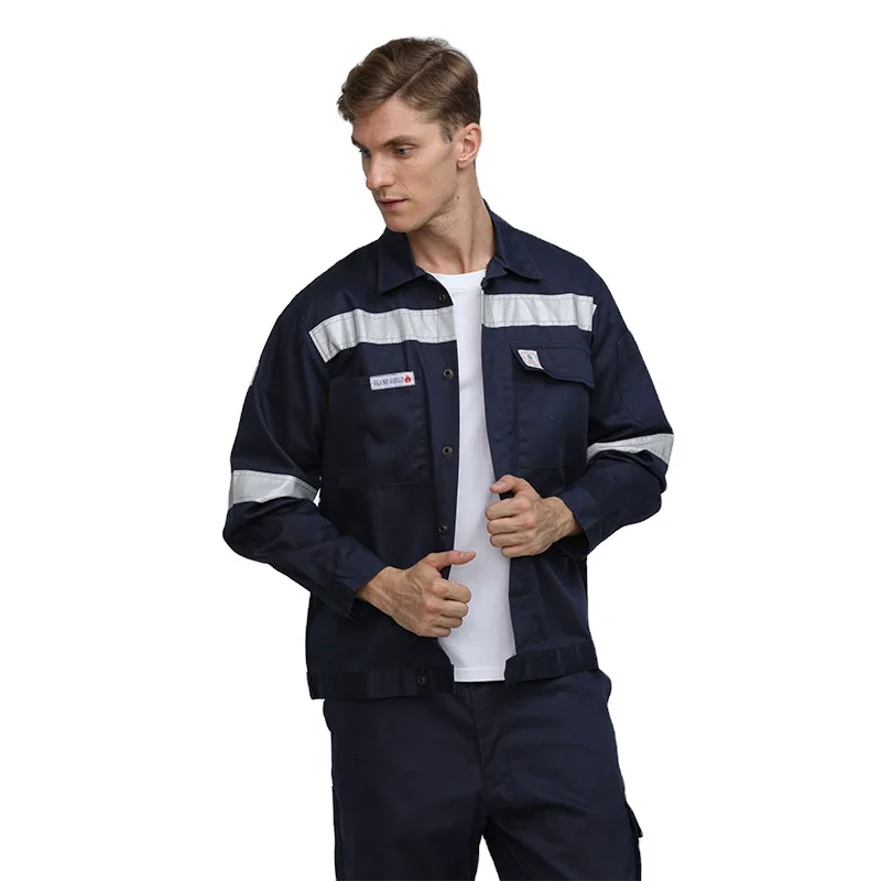 Car Repair Work Uniform Cotton Two Pieces Safety Overall With Reflective Coverall Hi Vis Work Wear Suit