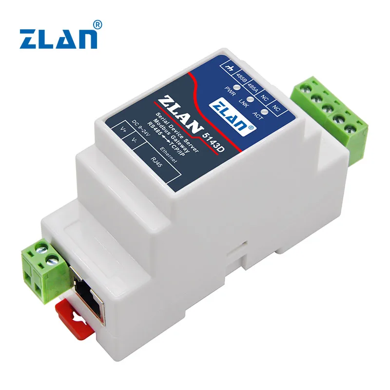 ZLAN5143D Modbus RTU TCP IoT solution serial to Ethernet converter