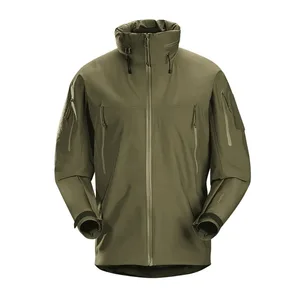 Outdoor Winter Men's Bomber Jacket Full Glue Overflowing Windproof Waterproof Hooded Casual Stand Collar Hard Shell Zipper Front