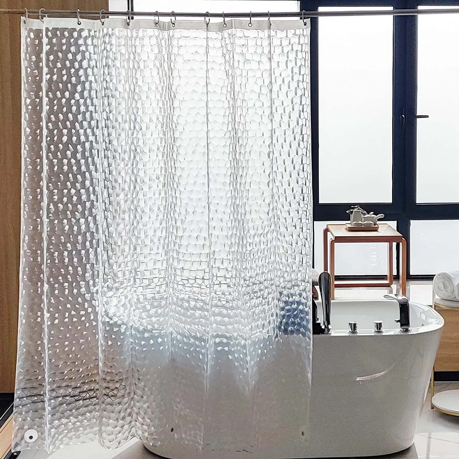 Cf Transparent White Clear Bathroom Luxury Bath Curtains 3d Waterproof