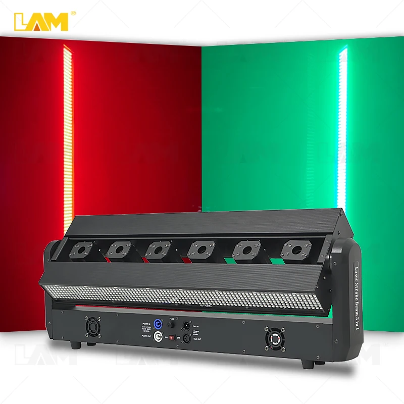 DJ Lights DMX Control 6 Head Laser Strobe Beam 3IN1 Effect Lighting 6 Eyes Red RGB Lazer Lights for Disco Bar Party