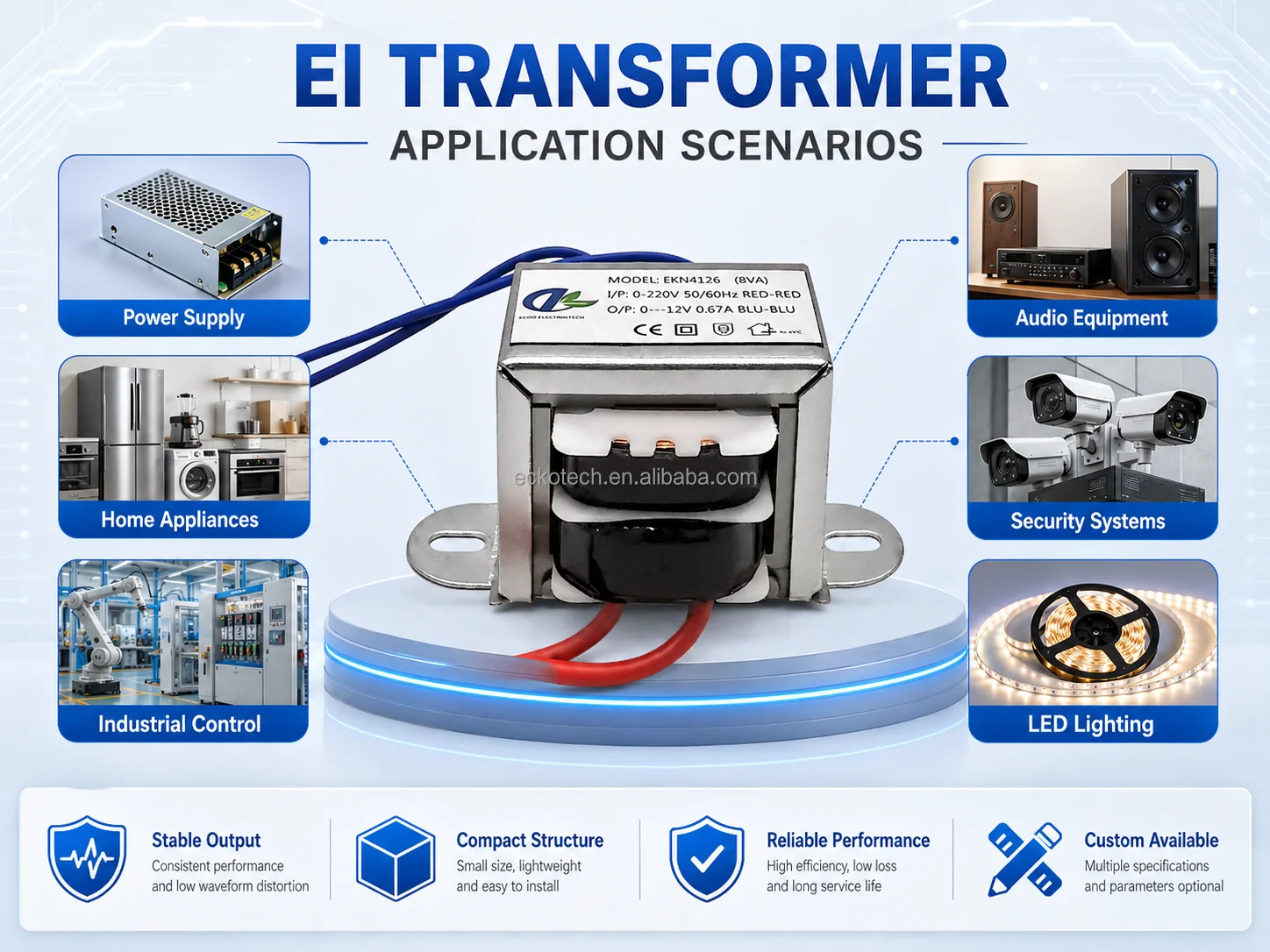 Industrial EI Control Transformer 800VA 1000VA 1500VA 2000VA 220V 380V Multi-Output Low Loss Power Transformer