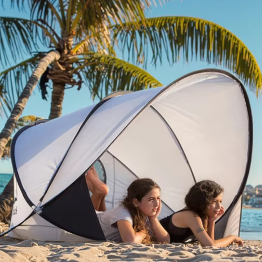 Portable Lightweight Beach Tent with UV Protection Easy Setup Steel Frame Sun Shelter for Outdoor Camping