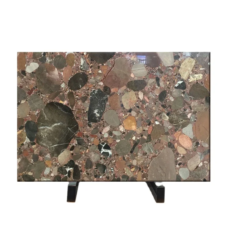 Carreaux de sol pour villa, décoration exotique, dalles aux couleurs vives en marbre rouge perle