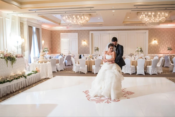 white dance floor wedding