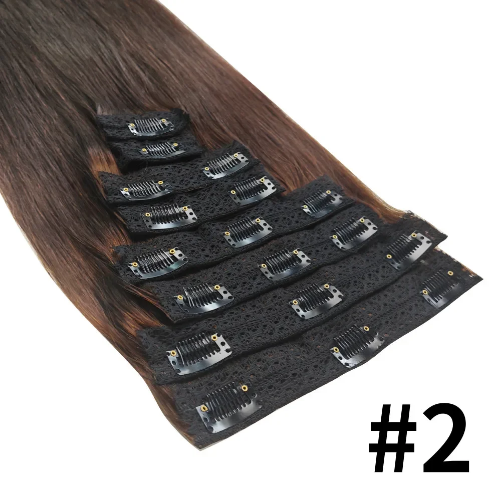 Glattes Clip In Echthaar Extensions Remy Haar Natürlich Schwarz_voghion.com
