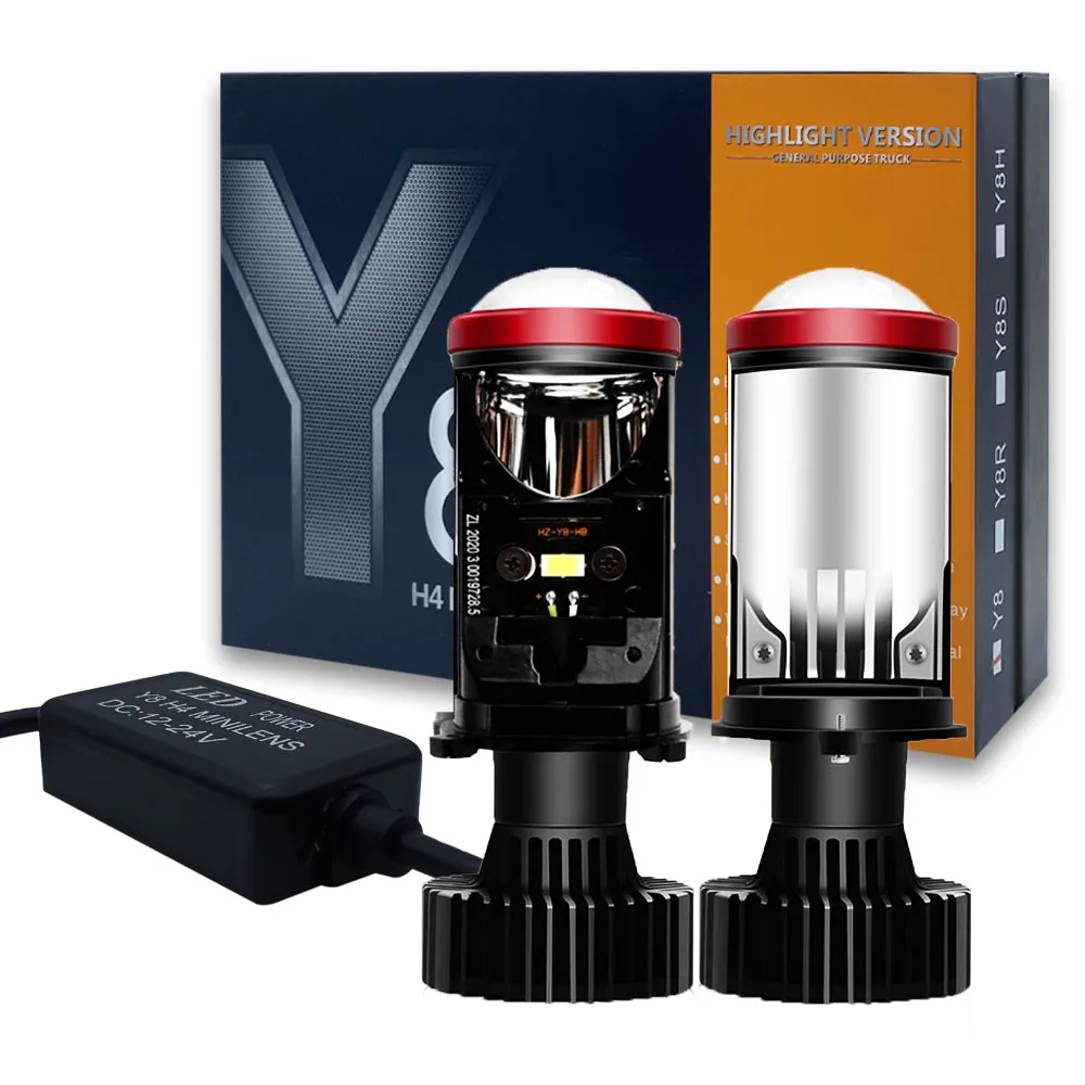 JHS Factory Price Y8 Lens LED Light Bulb 20000lm Auto Lighting System 90w Y8 Led H4 Led Laser Projector Lens Headlight