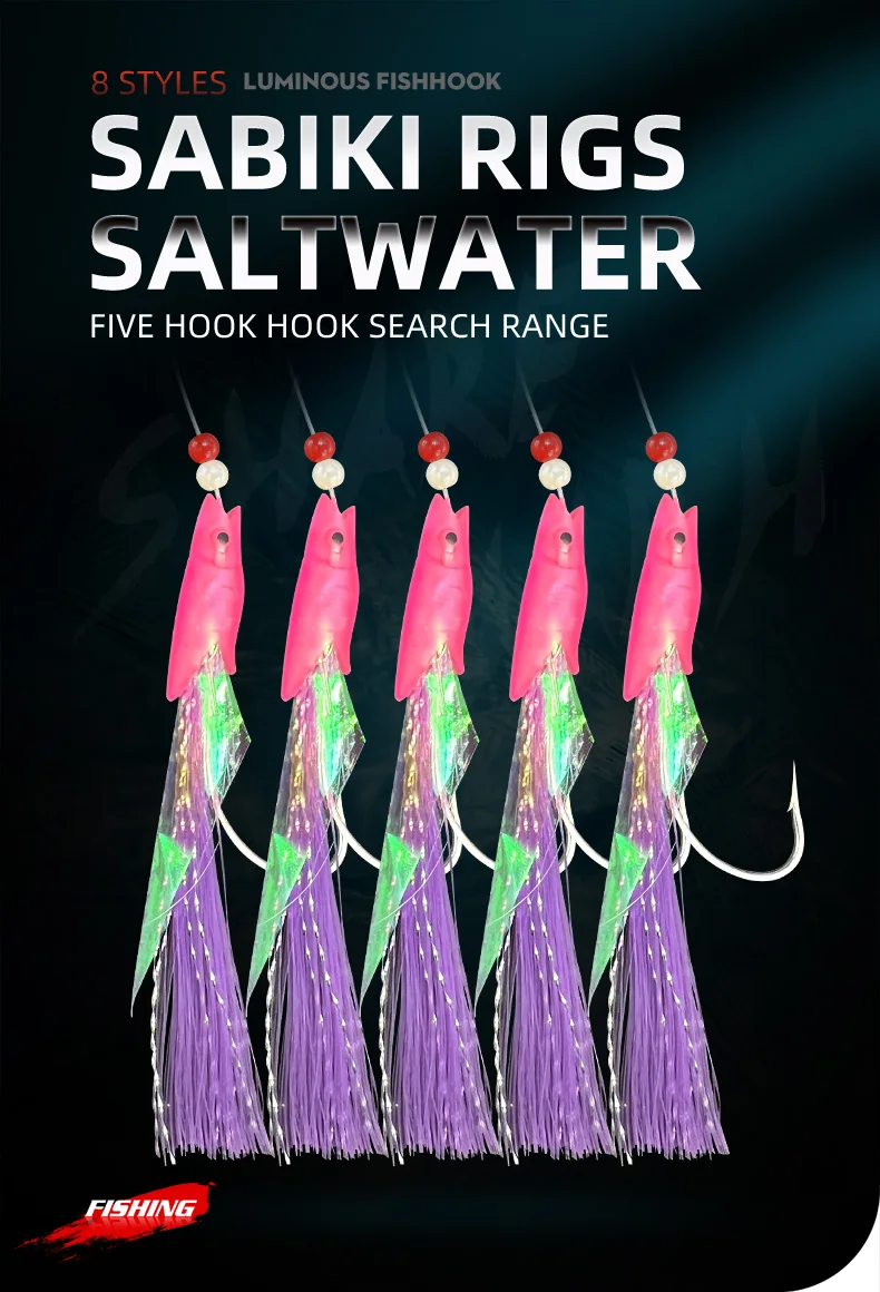 Mixed Luminous Sabiki Rigs - Ideal for Saltwater Fishing