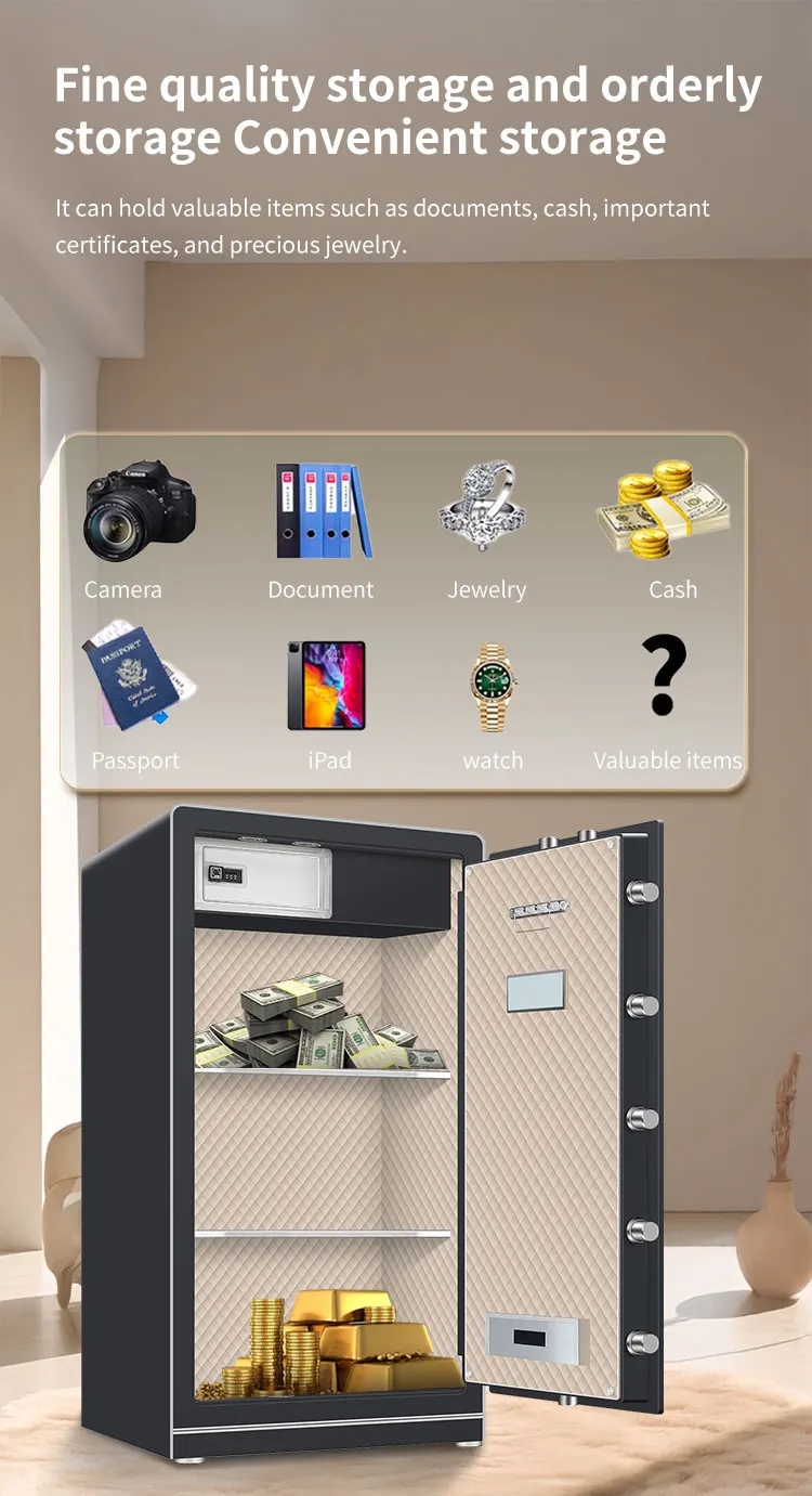 CEQSAFE Home Bank Metal Safe Locker Security Steel TUYA APP Biometric Fingerprint Safe Box for Money details