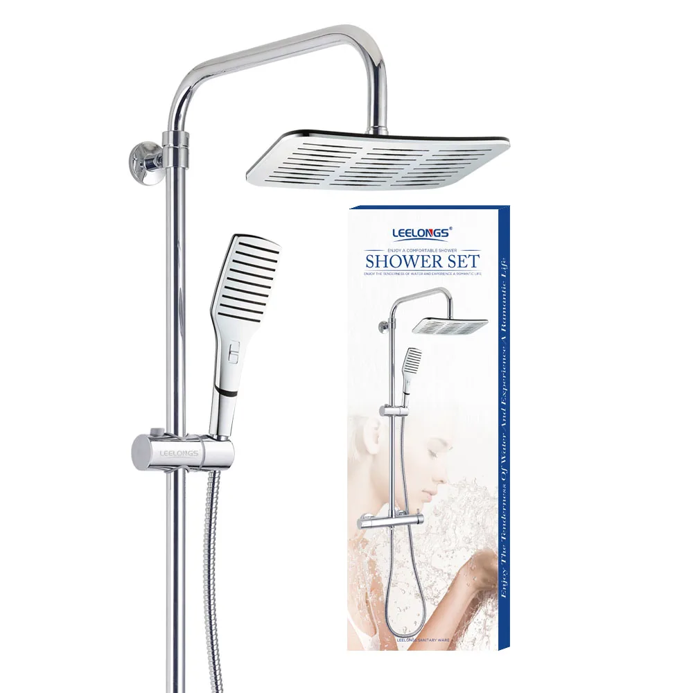 Wall Mounted Bath System Adjustable Height Faucet Shower Column With
