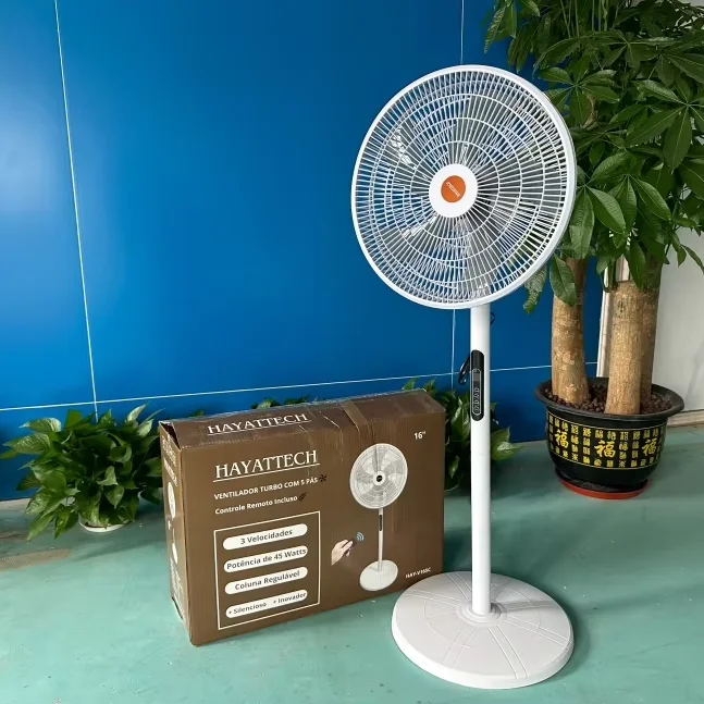 Ventilateur Sur Pied 16 Pouces Oscillant Kingavon Blanc - 3 Vitesses, Hauteur Réglable - Neuf énergie A++