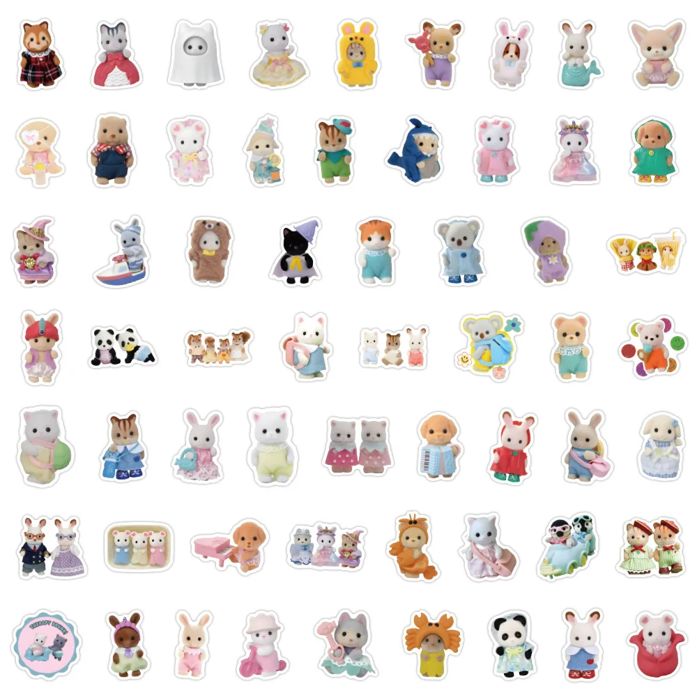ZY2775C Luggage Waterproof Stickers - Cute Calico Critters