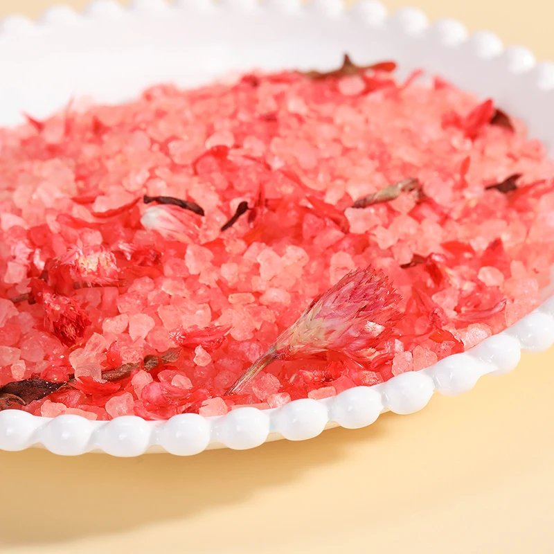 Оптовая продажа, органические соли для ванны роскошного цвета с цветами, скраб для тела, спа