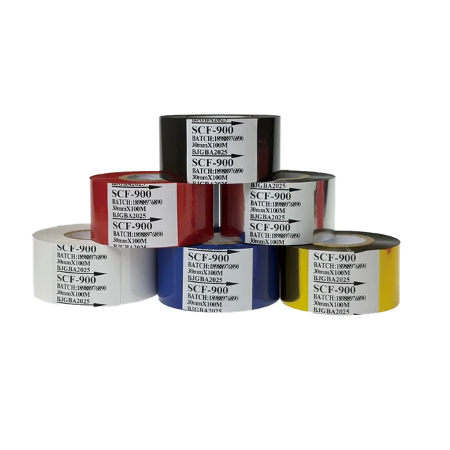 SCF-900 Dye Ribbon (PET Material) Abrasion-Resistant Freezer High-Temperature Stable; for 30/25/35mm Thermal Printers Heat