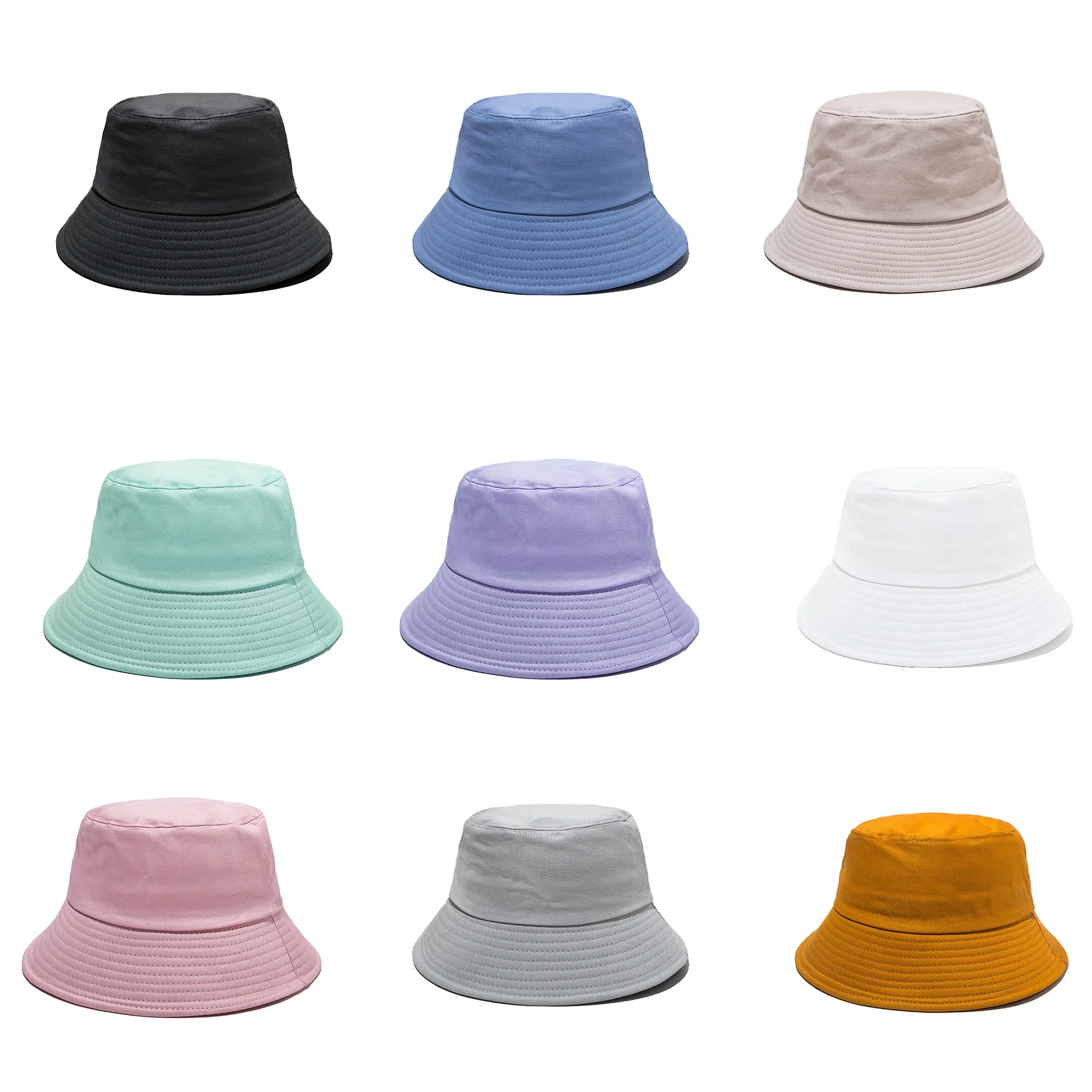 Custom Sublimated 3d Embroidery Logo Fisherman Hat Flat Top Wide Brim Cotton Foldable Vintage Denim Washed Bucket Hat for Women